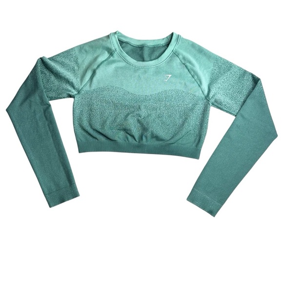 GYMSHARK WOMENS ADAPT OMBRE SEAMLESS LONG SLEEVE CROP TOP - Picture 1 of 8
